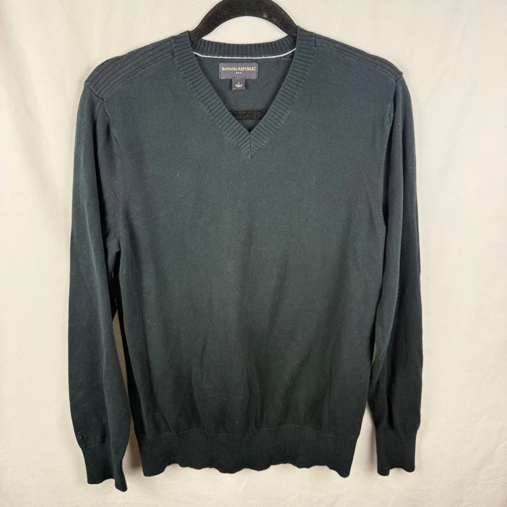 Banana Republic Men's V-Neck Pullover Cotton Sweater Small Classic Basic Capsule